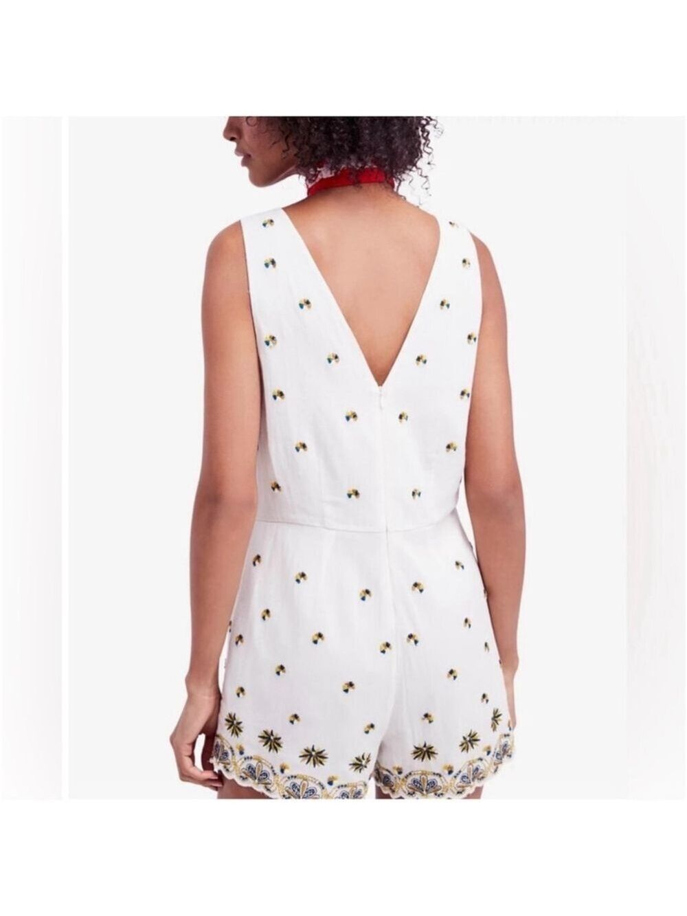Free People Ivory Margarita Embroidered Romper Jumper Medium NWT - Picture 2 of 13